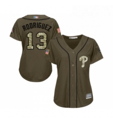 Womens Philadelphia Phillies 13 Sean Rodriguez Authentic Green Salute to Service Baseball Jersey Womens Philadelphia Phillies 13 Sean Rodriguez Authentic Green Salute to Service Baseball Jersey