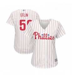 Womens Philadelphia Phillies 56 Zach Eflin Replica White Red Strip Home Cool Base Baseball Jersey Womens Philadelphia Phillies 56 Zach Eflin Replica White Red Strip Home Cool Base Baseball Jersey
