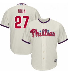 Youth Majestic Philadelphia Phillies 27 Aaron Nola Authentic Cream Alternate Cool Base MLB Jersey Youth Majestic Philadelphia Phillies 27 Aaron Nola Authentic Cream Alternate Cool Base MLB Jersey