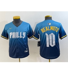 Youth Philadelphia Phillies 10 J T Realmuto Blue 2024 City Connect Limited Stitched Baseball Jersey Youth Philadelphia Phillies 10 J T Realmuto Blue 2024 City Connect Limited Stitched Baseball Jersey