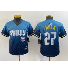 Youth Philadelphia Phillies 27 Aaron Nola Blue 2024 City Connect Limited Stitched Baseball Jersey 4 Youth Philadelphia Phillies 27 Aaron Nola Blue 2024 City Connect Limited Stitched Baseball Jersey 4