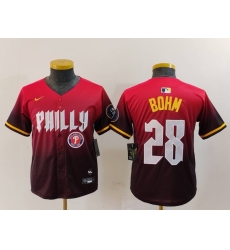 Youth Philadelphia Phillies 28 Alec Bohm Red 2024 City Connect Limited Stitched Baseball Jersey 1 Youth Philadelphia Phillies 28 Alec Bohm Red 2024 City Connect Limited Stitched Baseball Jersey 1