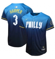 Youth Philadelphia Phillies 3 Bryce Harper Blue 2024 City Connect Limited Stitched Baseball Jersey Youth Philadelphia Phillies 3 Bryce Harper Blue 2024 City Connect Limited Stitched Baseball Jersey
