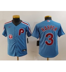 Youth Philadelphia Phillies 3 Bryce Harper Blue Cool Base Stitched Baseball Jersey 2 Youth Philadelphia Phillies 3 Bryce Harper Blue Cool Base Stitched Baseball Jersey 2