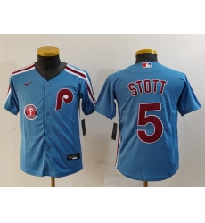 Youth Philadelphia Phillies 5 Bryson Stott Blue Cool Base Stitched Baseball Jersey 2 Youth Philadelphia Phillies 5 Bryson Stott Blue Cool Base Stitched Baseball Jersey 2