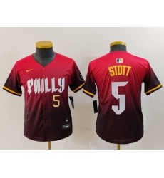Youth Philadelphia Phillies 5 Bryson Stott Red 2024 City Connect Limited Stitched Baseball Jersey 3 Youth Philadelphia Phillies 5 Bryson Stott Red 2024 City Connect Limited Stitched Baseball Jersey 3