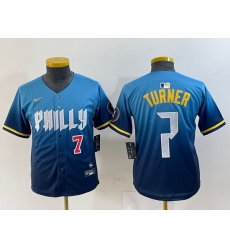 Youth Philadelphia Phillies 7 Trea Turner Blue 2024 City Connect Limited Stitched Jersey 4 Youth Philadelphia Phillies 7 Trea Turner Blue 2024 City Connect Limited Stitched Jersey 4