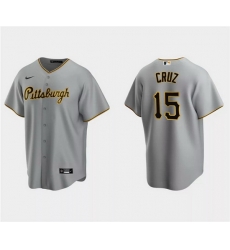 Men Pittsburgh Pirates 15 Oneil Cruz Grey Cool Base Stitched Baseball Jersey Men Pittsburgh Pirates 15 Oneil Cruz Grey Cool Base Stitched Baseball Jersey