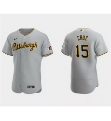Men Pittsburgh Pirates 15 Oneil Cruz Grey Flex Base Stitched Baseball Jersey Men Pittsburgh Pirates 15 Oneil Cruz Grey Flex Base Stitched Baseball Jersey