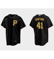 Men Pittsburgh Pirates 41 Carlos Santana Black Cool Base Stitched Baseball Jersey Men Pittsburgh Pirates 41 Carlos Santana Black Cool Base Stitched Baseball Jersey
