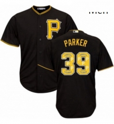 Mens Majestic Pittsburgh Pirates 39 Dave Parker Authentic Black Team Logo Fashion Cool Base MLB Jersey