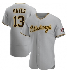 Men's Nike Pittsburgh Pirates #13 KeBryan Hayes Gray Stitched Baseball Jersey Men's Nike Pittsburgh Pirates #13 KeBryan Hayes Gray Stitched Baseball Jersey