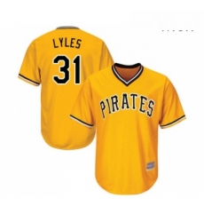 Mens Pittsburgh Pirates 31 Jordan Lyles Replica Gold Alternate Cool Base Baseball Jersey Mens Pittsburgh Pirates 31 Jordan Lyles Replica Gold Alternate Cool Base Baseball Jersey
