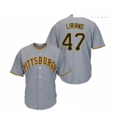 Mens Pittsburgh Pirates 47 Francisco Liriano Replica Grey Road Cool Base Baseball Jersey 