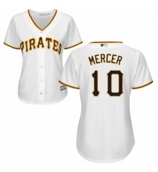 Womens Majestic Pittsburgh Pirates 10 Jordy Mercer Authentic White Home Cool Base MLB Jersey Womens Majestic Pittsburgh Pirates 10 Jordy Mercer Authentic White Home Cool Base MLB Jersey