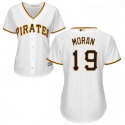 Womens Majestic Pittsburgh Pirates 19 Colin Moran Replica White Home Cool Base MLB Jersey 