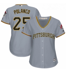 Womens Majestic Pittsburgh Pirates 25 Gregory Polanco Replica Grey Road Cool Base MLB Jersey Womens Majestic Pittsburgh Pirates 25 Gregory Polanco Replica Grey Road Cool Base MLB Jersey