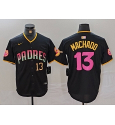 Men San Diego Padres 13 Manny Machado Black Cool Base Stitched Baseball Jersey 1 Men San Diego Padres 13 Manny Machado Black Cool Base Stitched Baseball Jersey 1