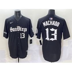 Men San Diego Padres 13 Manny Machado Black Gothic Edition Vapor Limited Stitched Baseball Jersey