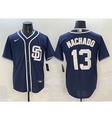 Men San Diego Padres 13 Manny Machado Navy Cool Base Stitched Baseball Jersey