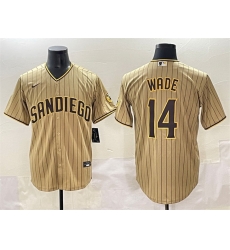Men San Diego Padres 14 Tyler Wade Tan Cool Base Stitched Baseball Jersey 001