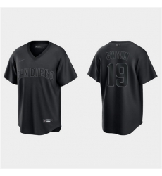 Men San Diego Padres 19 Tony Gwynn Black Pitch Black Fashion Replica Stitched Jersey Men San Diego Padres 19 Tony Gwynn Black Pitch Black Fashion Replica Stitched Jersey