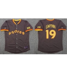 Men San Diego Padres 19 Tony Gwynn Brown Throwback MLB Jersey Men San Diego Padres 19 Tony Gwynn Brown Throwback MLB Jersey