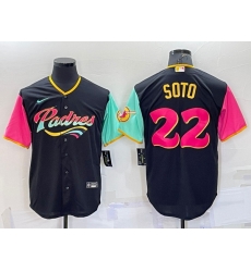 Men San Diego Padres 22 Juan Soto 2022 Black City Connect Cool Base Stitched Jersey Men San Diego Padres 22 Juan Soto 2022 Black City Connect Cool Base Stitched Jersey