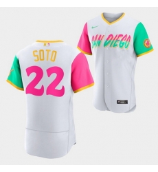 Men San Diego Padres 22 Juan Soto 2022 White City Connect Flex Base Stitched Baseball Jersey Men San Diego Padres 22 Juan Soto 2022 White City Connect Flex Base Stitched Baseball Jersey
