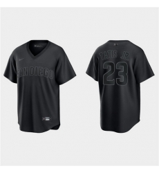 Men San Diego Padres 23 Fernando Tatis Jr Black Pitch Black Fashion Replica Stitched Jersey Men San Diego Padres 23 Fernando Tatis Jr Black Pitch Black Fashion Replica Stitched Jersey