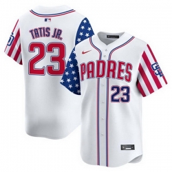 Men San Diego Padres 23 Fernando Tatis Jr  White 2025 Independence Day Vapor Premier Limited Stitched Baseball Jersey
