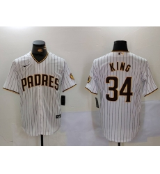 Men San Diego Padres 34 Michael King White Cool Base Stitched Baseball Jersey 2 Men San Diego Padres 34 Michael King White Cool Base Stitched Baseball Jersey 2