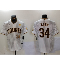 Men San Diego Padres 34 Michael King White Cool Base Stitched Baseball Jersey 8 Men San Diego Padres 34 Michael King White Cool Base Stitched Baseball Jersey 8