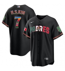 Men San Diego Padres 7 Ha Seong Kim Mexico Black Cool Base Stitched Baseball Jersey Men San Diego Padres 7 Ha Seong Kim Mexico Black Cool Base Stitched Baseball Jersey