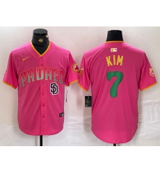Men San Diego Padres 7 Ha Seong Kim Pink Cool Base Stitched Baseball Jersey 1 Men San Diego Padres 7 Ha Seong Kim Pink Cool Base Stitched Baseball Jersey 1