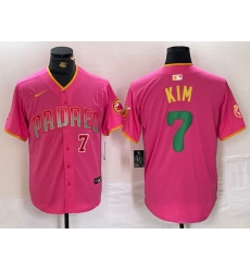 Men San Diego Padres 7 Ha Seong Kim Pink Cool Base Stitched Baseball Jersey 3 Men San Diego Padres 7 Ha Seong Kim Pink Cool Base Stitched Baseball Jersey 3