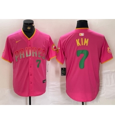 Men San Diego Padres 7 Ha Seong Kim Pink Cool Base Stitched Baseball Jersey 4 Men San Diego Padres 7 Ha Seong Kim Pink Cool Base Stitched Baseball Jersey 4