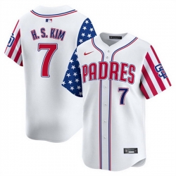 Men San Diego Padres 7 Ha Seong Kim White 2025 Independence Day Vapor Premier Limited Stitched Baseball Jersey