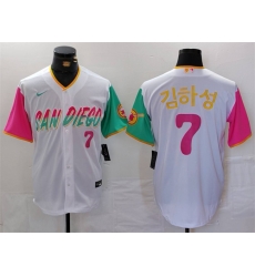 Men San Diego Padres 7 Ha-seong Kim White City Connect Cool Base Stitched Baseball Jersey Men San Diego Padres 7 Ha-seong Kim White City Connect Cool Base Stitched Baseball Jersey