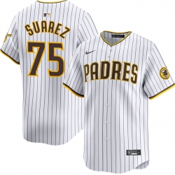 Men San Diego Padres 75 Robert Suarez White 2024 Home Limited Stitched Baseball Jersey