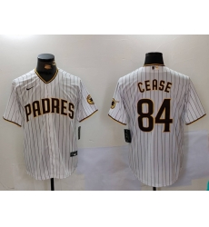 Men San Diego Padres 84 Dylan Cease White Patch Cool Base Stitched Men San Diego Padres 84 Dylan Cease White Patch Cool Base Stitched