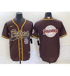 Men San Diego Padres Brown Team Big Logo In Back Cool Base With Patch Stitched Baseball Jersey Men San Diego Padres Brown Team Big Logo In Back Cool Base With Patch Stitched Baseball Jersey