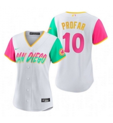 Women San Diego Padres 10 Jurickson Profar 2022 White City Connect Cool Base Stitched Baseball Jersey Women San Diego Padres 10 Jurickson Profar 2022 White City Connect Cool Base Stitched Baseball Jersey