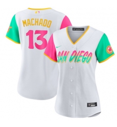 Women San Diego Padres 13 Manny Machado 2022 White City Connect Cool Base Stitched Women San Diego Padres 13 Manny Machado 2022 White City Connect Cool Base Stitched