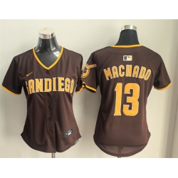 Women San Diego Padres 13 Manny Machado Brown Limited Stitched Baseball Jersey
