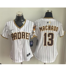 Women San Diego Padres 13 Manny Machado White Home Limited Stitched Baseball Jersey Women San Diego Padres 13 Manny Machado White Home Limited Stitched Baseball Jersey