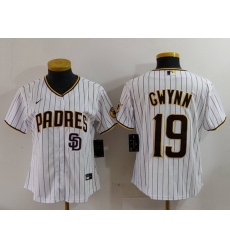 Women San Diego Padres 19 19 Tony Gwynn White With PS Patch Cool Base Stitched Baseball Jersey 3 Women San Diego Padres 19 19 Tony Gwynn White With PS Patch Cool Base Stitched Baseball Jersey 3