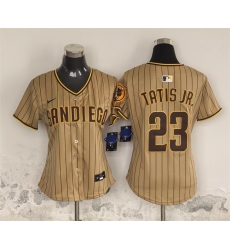Women San Diego Padres 23 Fernando Tatis Jr Tan Stitched Baseball Jersey Women San Diego Padres 23 Fernando Tatis Jr Tan Stitched Baseball Jersey
