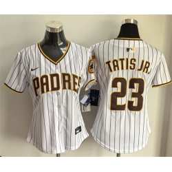 Women San Diego Padres 23 Fernando Tatis Jr  White Home Limited Stitched Baseball Jersey