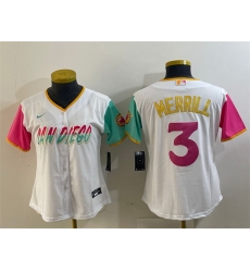 Women San Diego Padres 3 Jackson Merrill White City Connect Stitched Baseball Jersey Women San Diego Padres 3 Jackson Merrill White City Connect Stitched Baseball Jersey